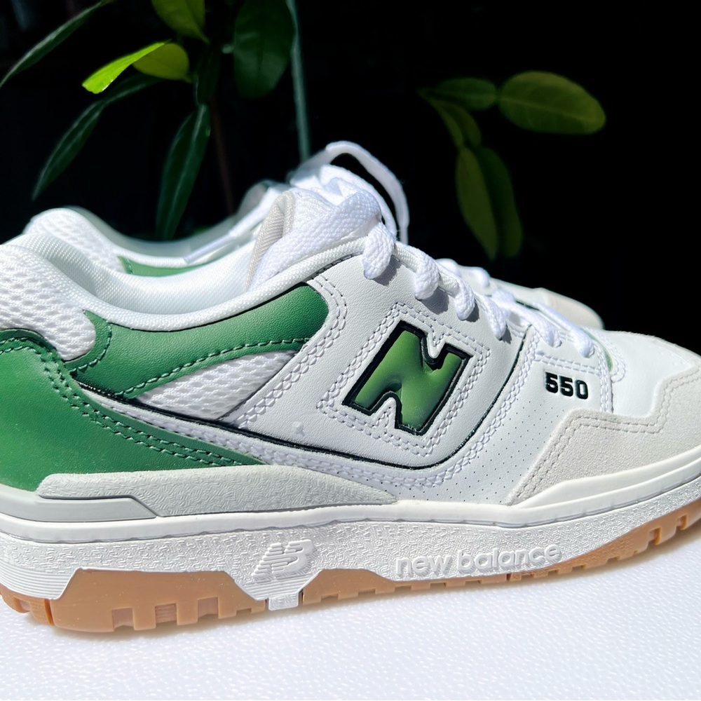 New Balance 550 White and Green Sneakers